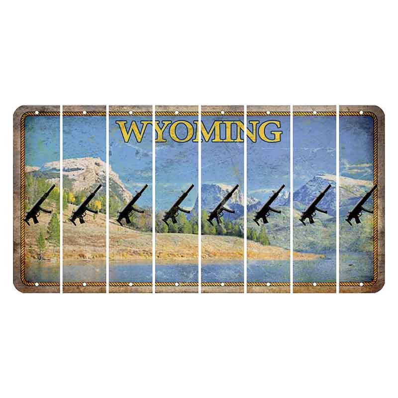 Wyoming Squaretop Mountain Cut License Plate Strips (Set of 8) Submachine Gun