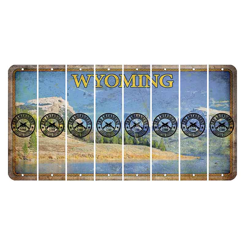 Wyoming Squaretop Mountain Cut License Plate Strips (Set of 8) 2nd Amendment