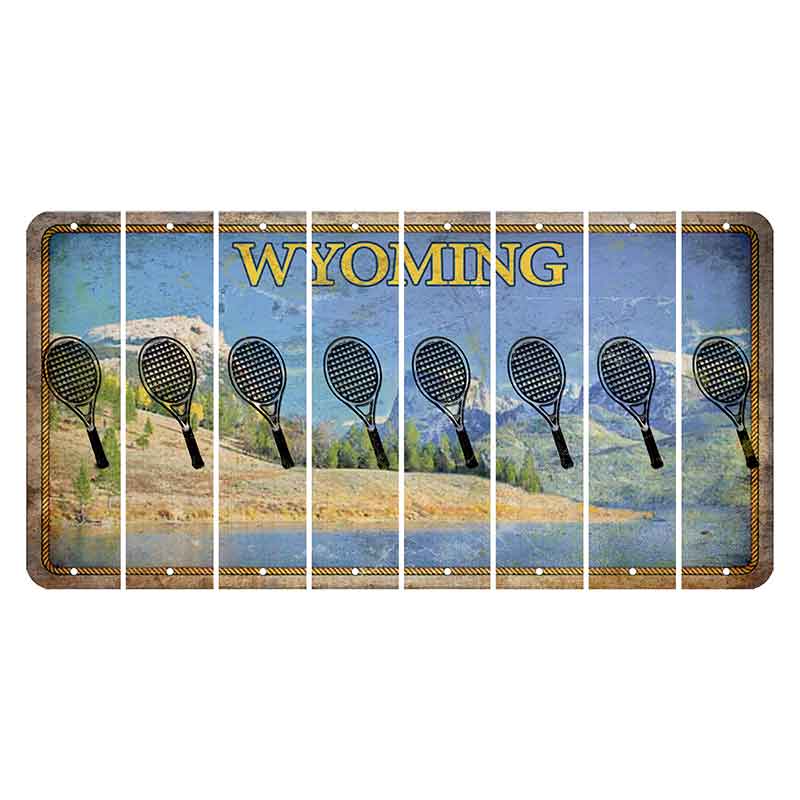 Wyoming Squaretop Mountain Cut License Plate Strips (Set of 8) Tennis Racket