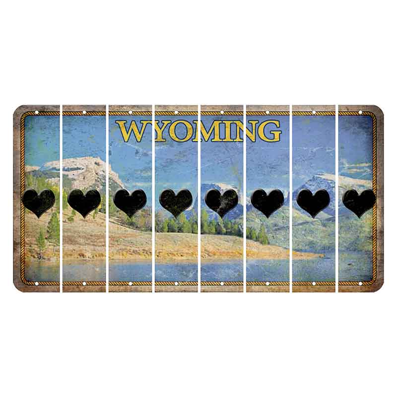 Wyoming Squaretop Mountain Cut License Plate Strips (Set of 8) Heart