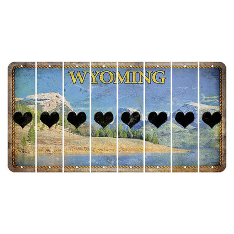 Wyoming Squaretop Mountain Cut License Plate Strips (Set of 8) Heart