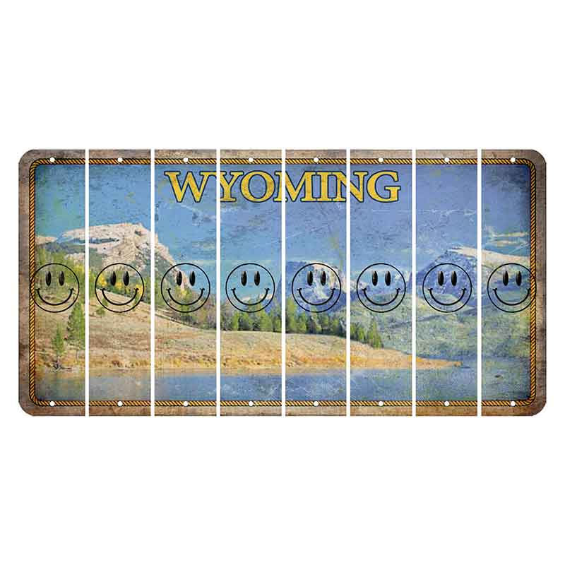 Wyoming Squaretop Mountain Cut License Plate Strips (Set of 8) Smiley Face