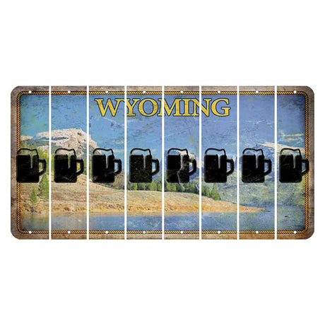 Wyoming Squaretop Mountain Cut License Plate Strips (Set of 8) Beer Mug