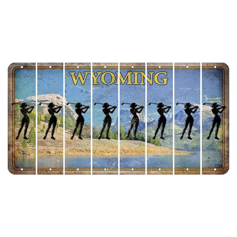 Wyoming Squaretop Mountain Cut License Plate Strips (Set of 8) Female Golfer