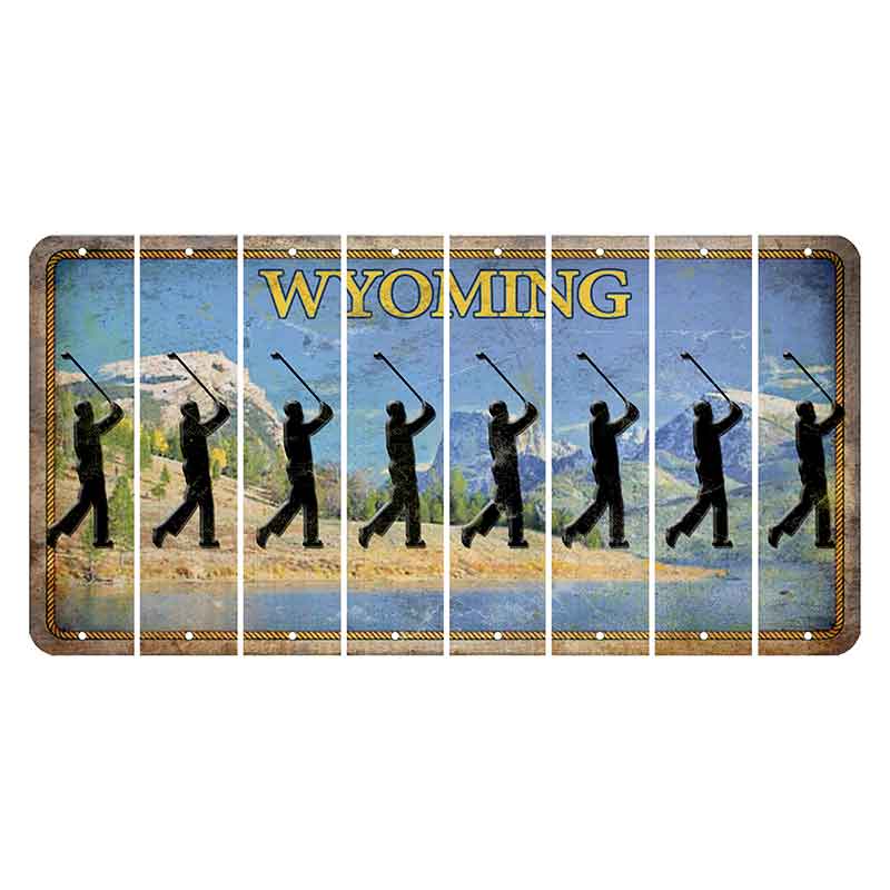 Wyoming Squaretop Mountain Cut License Plate Strips (Set of 8) Male Golfer