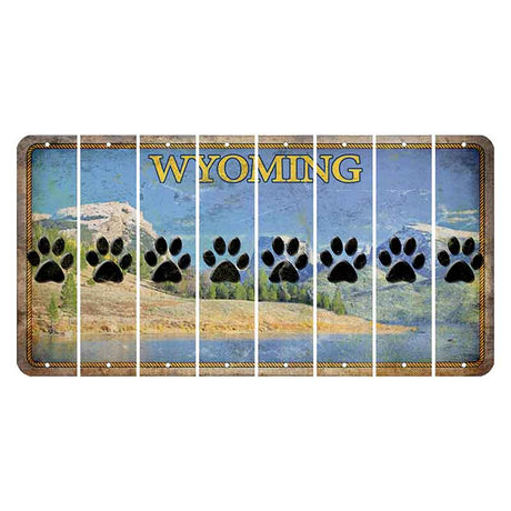 Wyoming Squaretop Mountain Cut License Plate Strips (Set of 8) Dog Paw