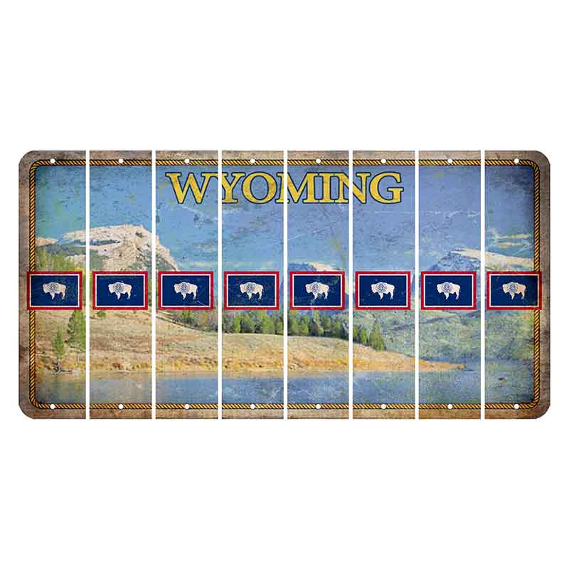 Wyoming Squaretop Mountain Cut License Plate Strips (Set of 8) State Flag