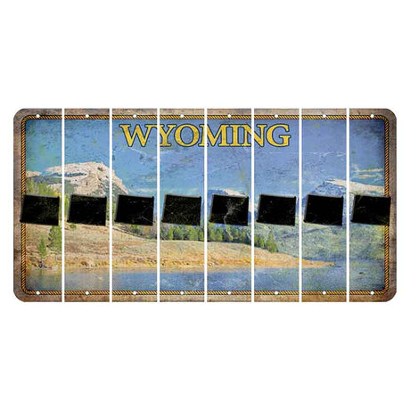 Wyoming Squaretop Mountain Cut License Plate Strips (Set of 8) State Silhouette