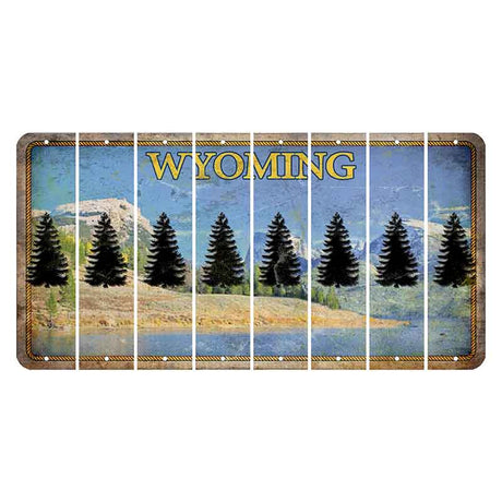 Wyoming Squaretop Mountain Cut License Plate Strips (Set of 8) Pine Tree