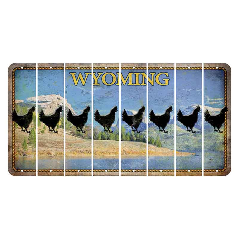 Wyoming Squaretop Mountain Cut License Plate Strips (Set of 8) Chicken