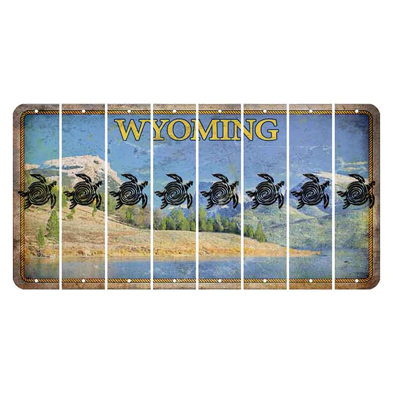 Wyoming Squaretop Mountain Cut License Plate Strips (Set of 8) Sea Turtle