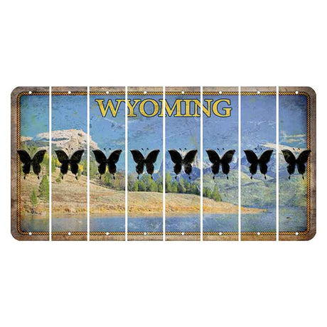 Wyoming Squaretop Mountain Cut License Plate Strips (Set of 8) Butterfly