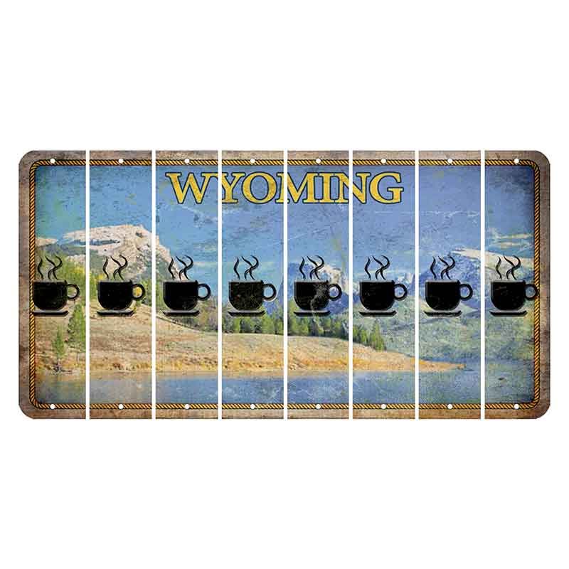 Wyoming Squaretop Mountain Cut License Plate Strips (Set of 8) Coffee Mug