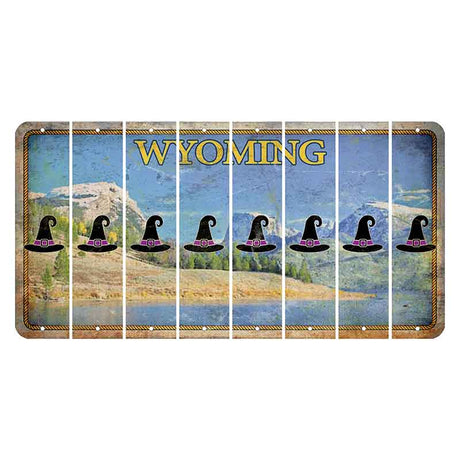 Wyoming Squaretop Mountain Cut License Plate Strips (Set of 8) Witches Hat