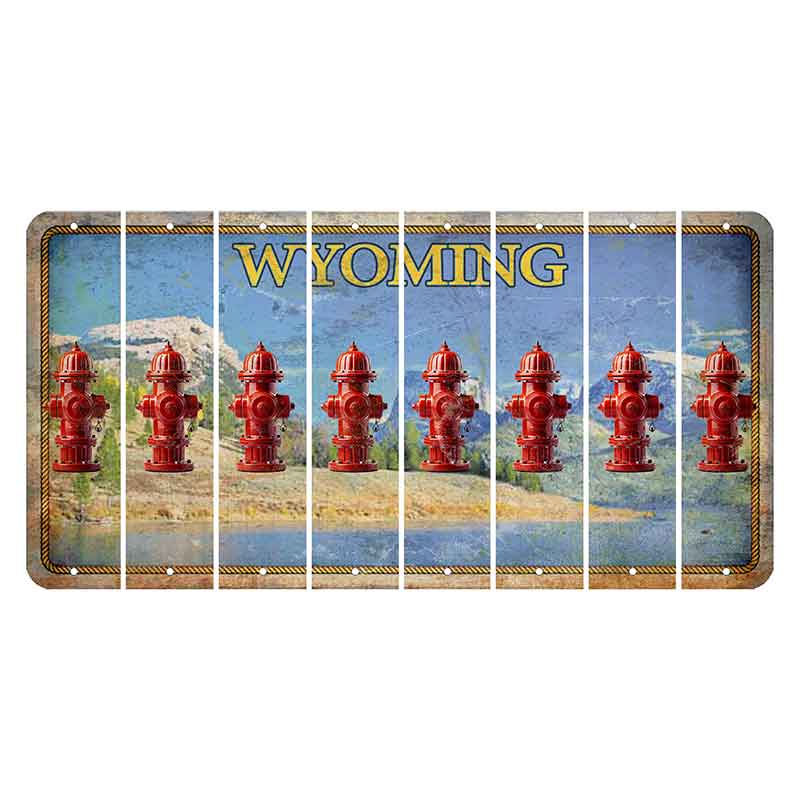 Wyoming Squaretop Mountain Cut License Plate Strips (Set of 8) Fire Hydrant