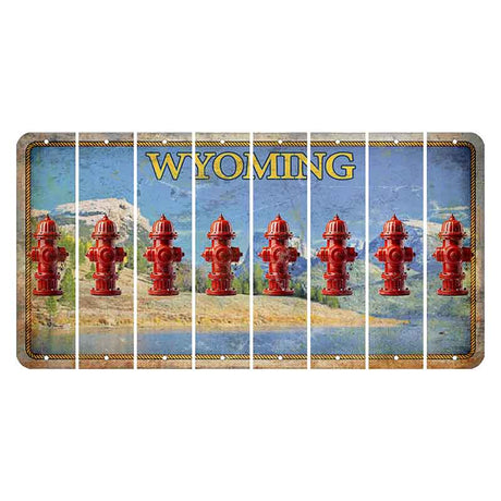 Wyoming Squaretop Mountain Cut License Plate Strips (Set of 8) Fire Hydrant