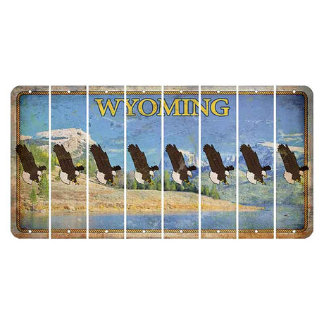 Wyoming Squaretop Mountain Cut License Plate Strips (Set of 8) Bald Eagle