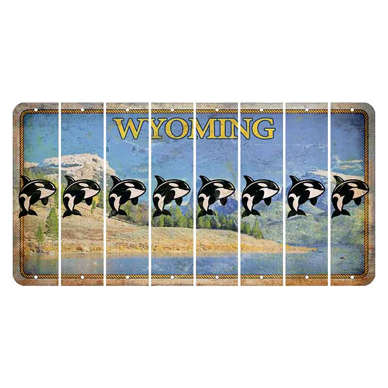 Wyoming Squaretop Mountain Cut License Plate Strips (Set of 8) Whale