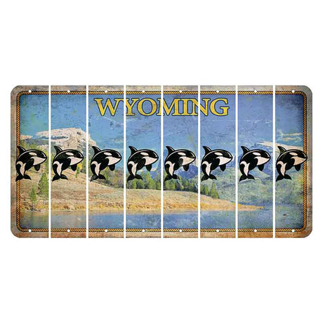 Wyoming Squaretop Mountain Cut License Plate Strips (Set of 8) Whale