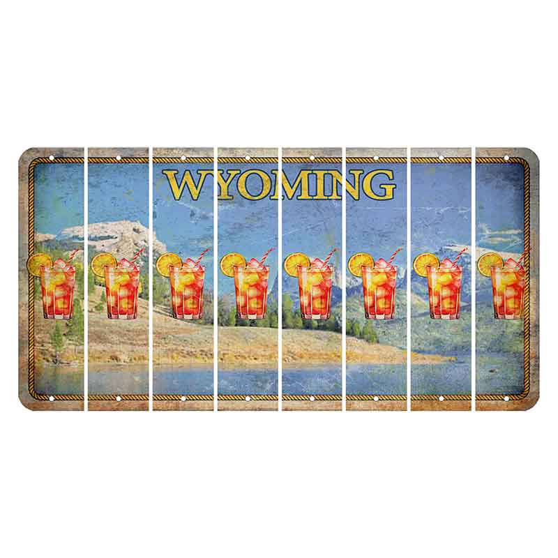 Wyoming Squaretop Mountain Cut License Plate Strips (Set of 8) Cocktail