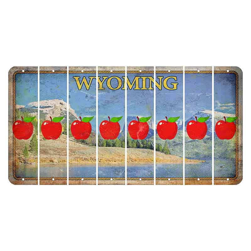 Wyoming Squaretop Mountain Cut License Plate Strips (Set of 8) Apple