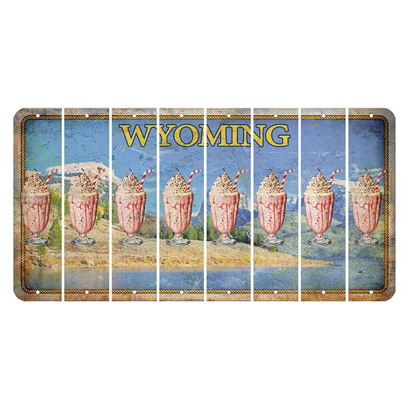 Wyoming Squaretop Mountain Cut License Plate Strips (Set of 8) Milkshake