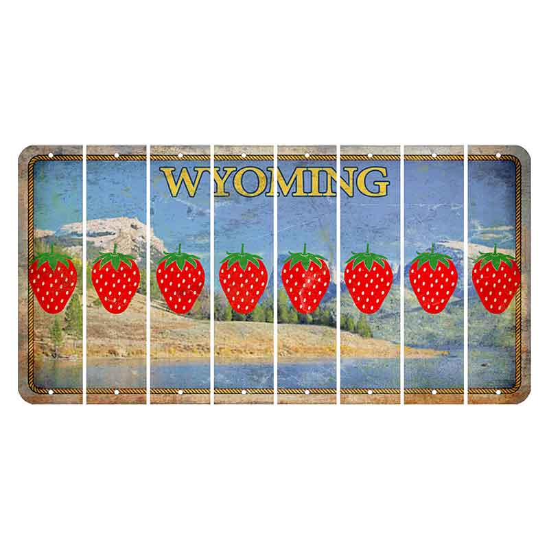 Wyoming Squaretop Mountain Cut License Plate Strips (Set of 8) Strawberry