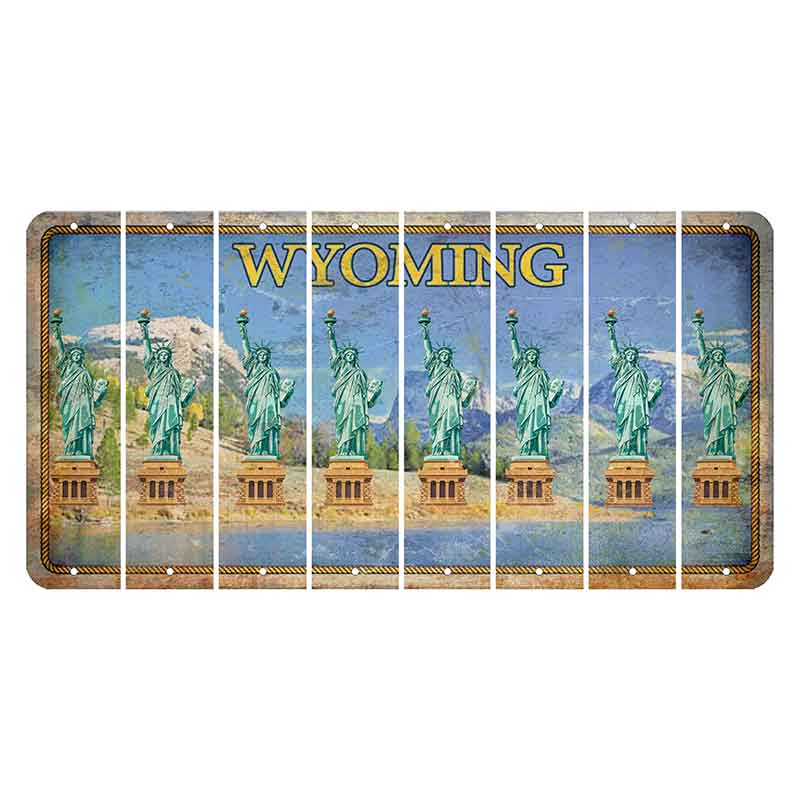 Wyoming Squaretop Mountain Cut License Plate Strips (Set of 8) Statue of Liberty