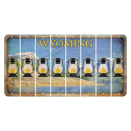 Wyoming Squaretop Mountain Cut License Plate Strips (Set of 8) Lantern