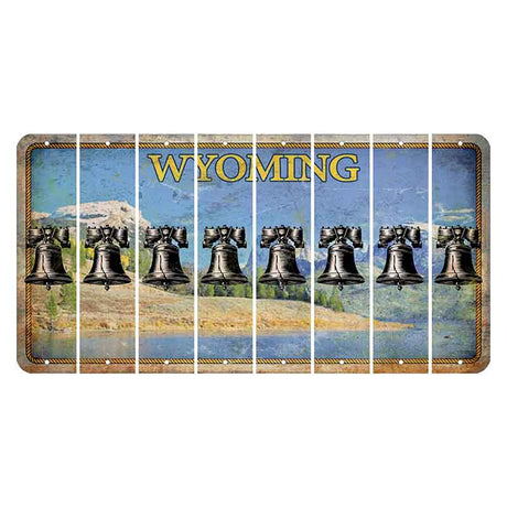 Wyoming Squaretop Mountain Cut License Plate Strips (Set of 8) Liberty Bell