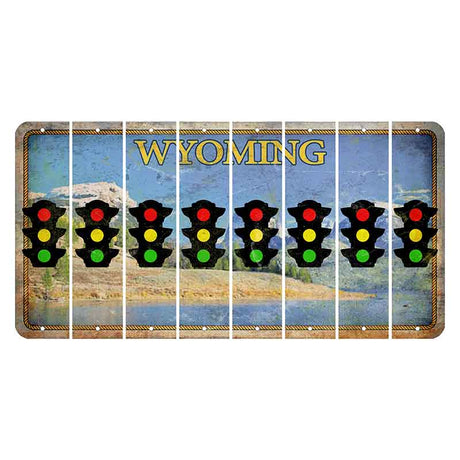 Wyoming Squaretop Mountain Cut License Plate Strips (Set of 8) Traffic Light