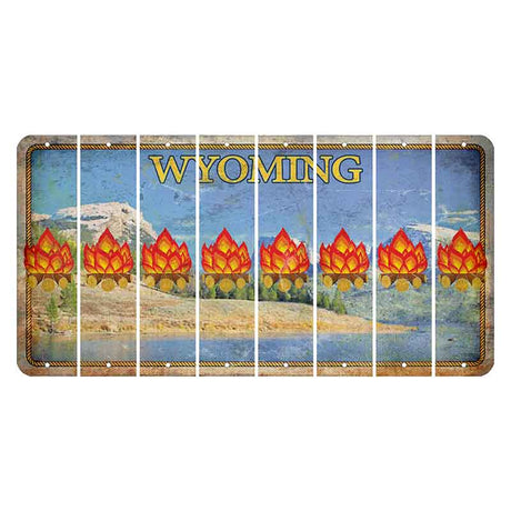 Wyoming Squaretop Mountain Cut License Plate Strips (Set of 8) Campfire