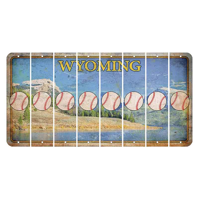 Wyoming Squaretop Mountain Cut License Plate Strips (Set of 8) Baseball