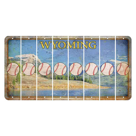 Wyoming Squaretop Mountain Cut License Plate Strips (Set of 8) Baseball