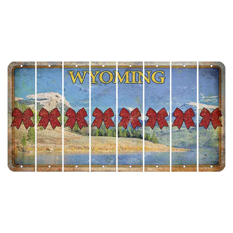 Wyoming Squaretop Mountain Cut License Plate Strips (Set of 8) Cheer Bow