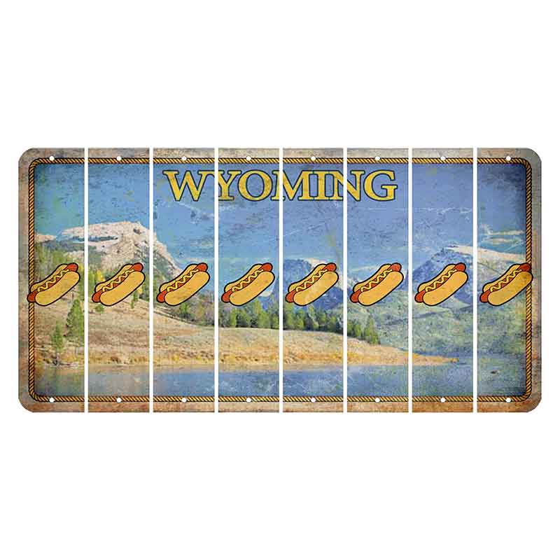 Wyoming Squaretop Mountain Cut License Plate Strips (Set of 8) Hotdog