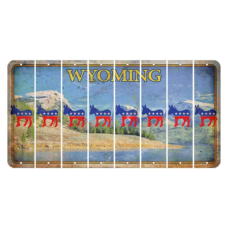 Wyoming Squaretop Mountain Cut License Plate Strips (Set of 8) Democrat