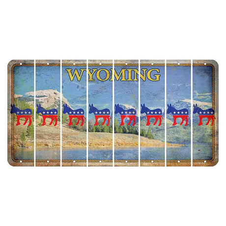 Wyoming Squaretop Mountain Cut License Plate Strips (Set of 8) Democrat