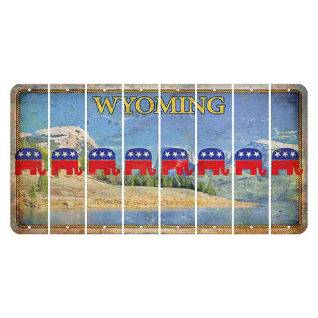 Wyoming Squaretop Mountain Cut License Plate Strips (Set of 8) Republican