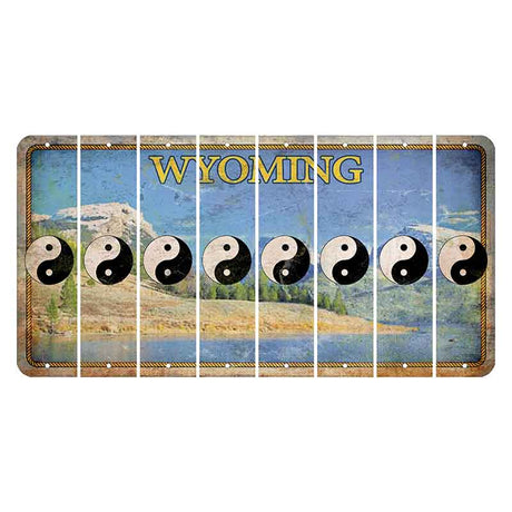 Wyoming Squaretop Mountain Cut License Plate Strips (Set of 8) Yin Yang