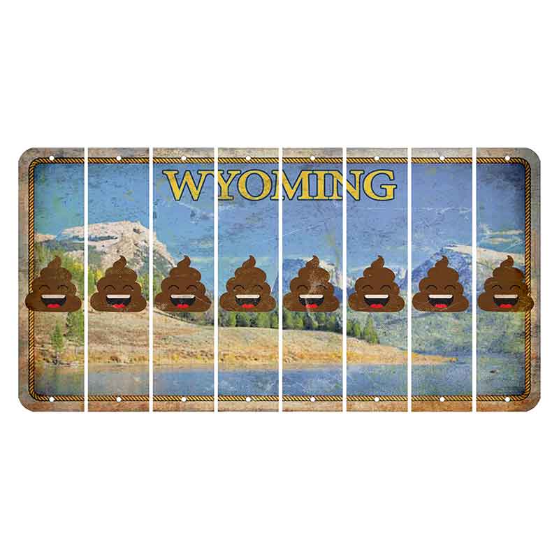 Wyoming Squaretop Mountain Cut License Plate Strips (Set of 8) Emoji - Poop