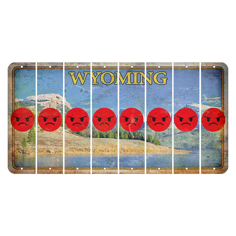 Wyoming Squaretop Mountain Cut License Plate Strips (Set of 8) Emoji - Angry