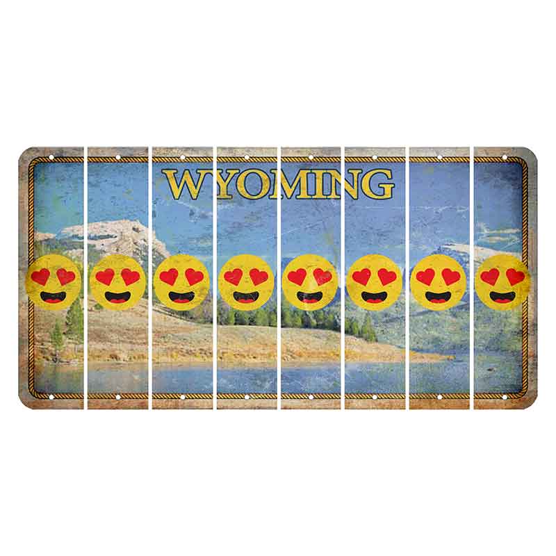 Wyoming Squaretop Mountain Cut License Plate Strips (Set of 8) Emoji - Heart Eyes