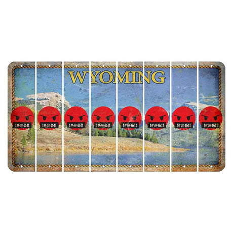 Wyoming Squaretop Mountain Cut License Plate Strips (Set of 8) Emoji - Pissed