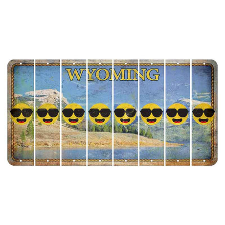 Wyoming Squaretop Mountain Cut License Plate Strips (Set of 8) Emoji - Shades