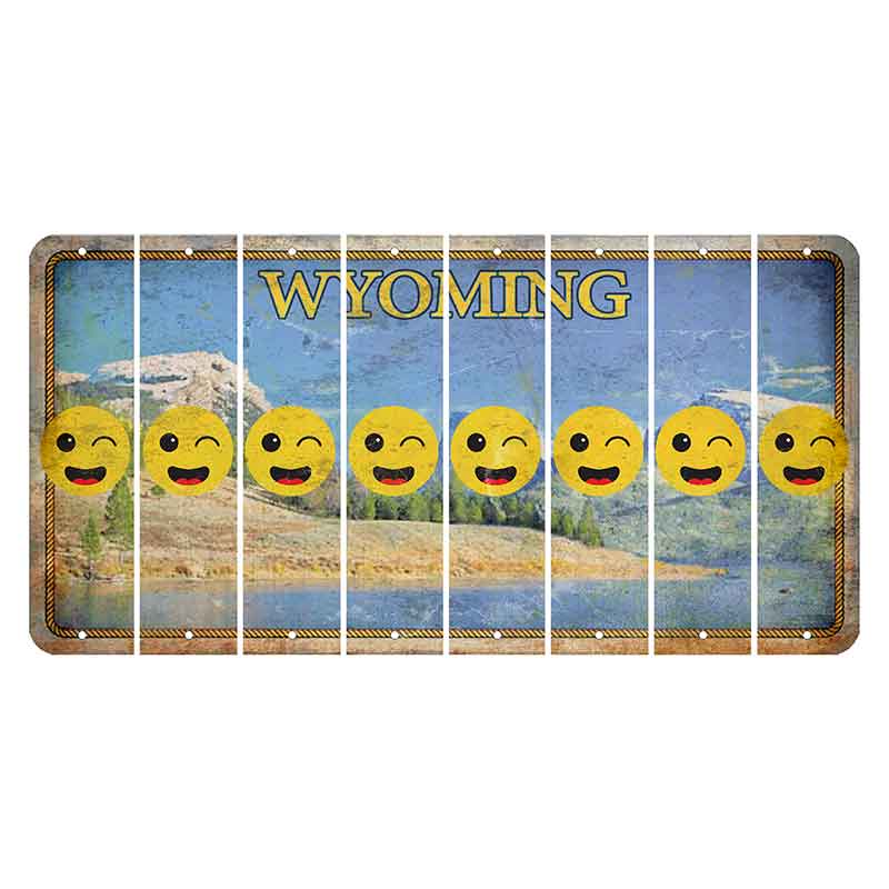 Wyoming Squaretop Mountain Cut License Plate Strips (Set of 8) Emoji - Winking