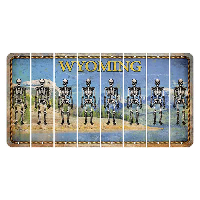 Wyoming Squaretop Mountain Cut License Plate Strips (Set of 8) Skeleton