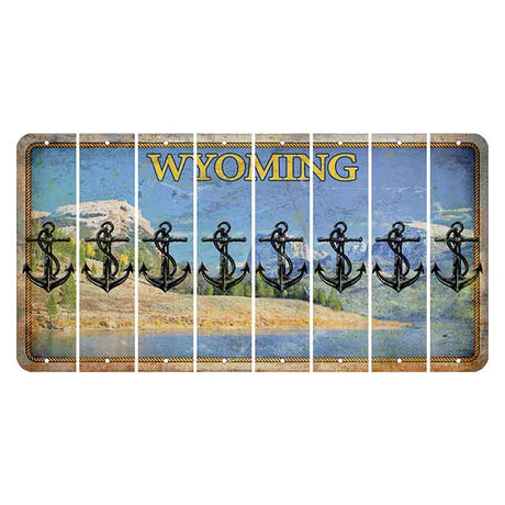 Wyoming Squaretop Mountain Cut License Plate Strips (Set of 8) Boat Anchor