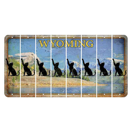 Wyoming Squaretop Mountain Cut License Plate Strips (Set of 8) Cat