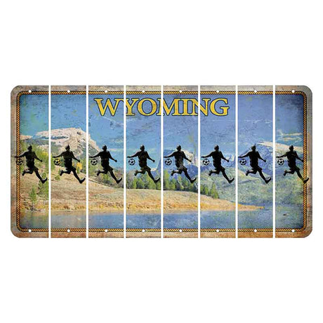 Wyoming Squaretop Mountain Cut License Plate Strips (Set of 8) Soccer Player